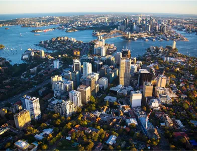 Aerial view of North Sydney and the harbour